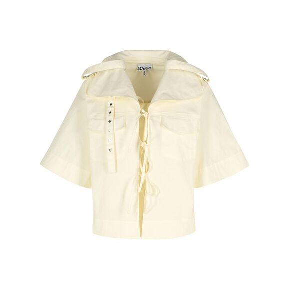 Ganni Off-White Stretch Cotton Blouse Women